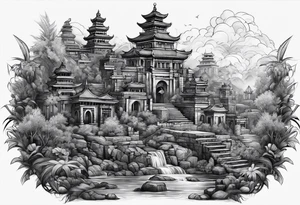 Lost city with new life tattoo idea