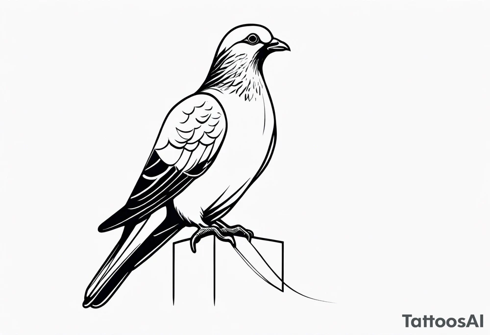 black line pigeon 
on a staue tattoo idea