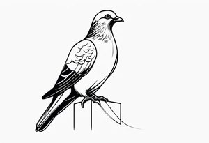 black line pigeon 
on a staue tattoo idea