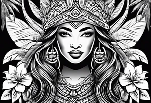 hawaiian tiki with hula girl tattoo idea