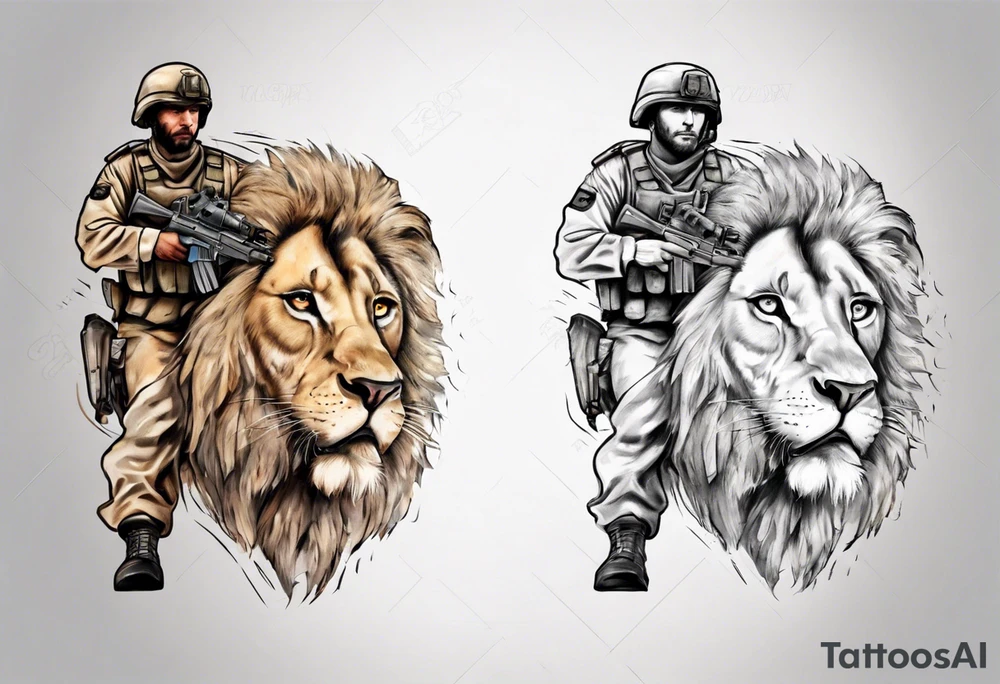 an israeli soldier on a lion tattoo idea