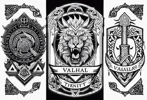 Valhalla  sword shield axe Valknut  stairs dragon lion tattoo idea