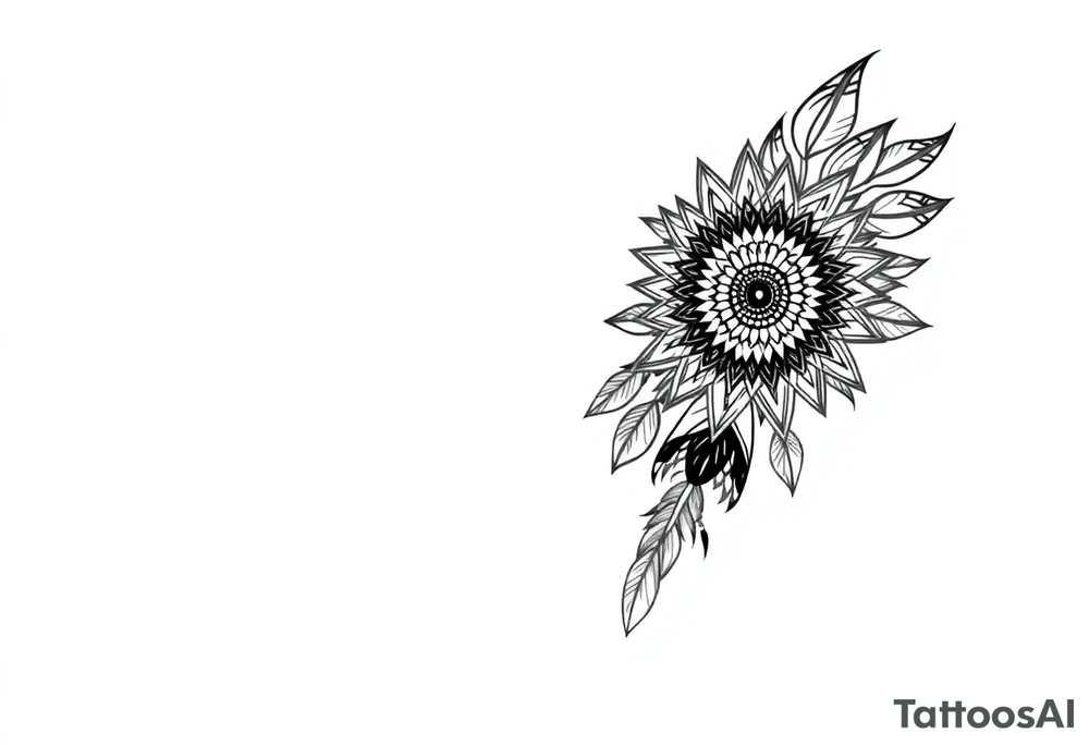 spiritual feather indian mandala shaman tattoo idea