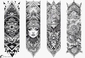Mix match full leg sleeve male tattoo idea