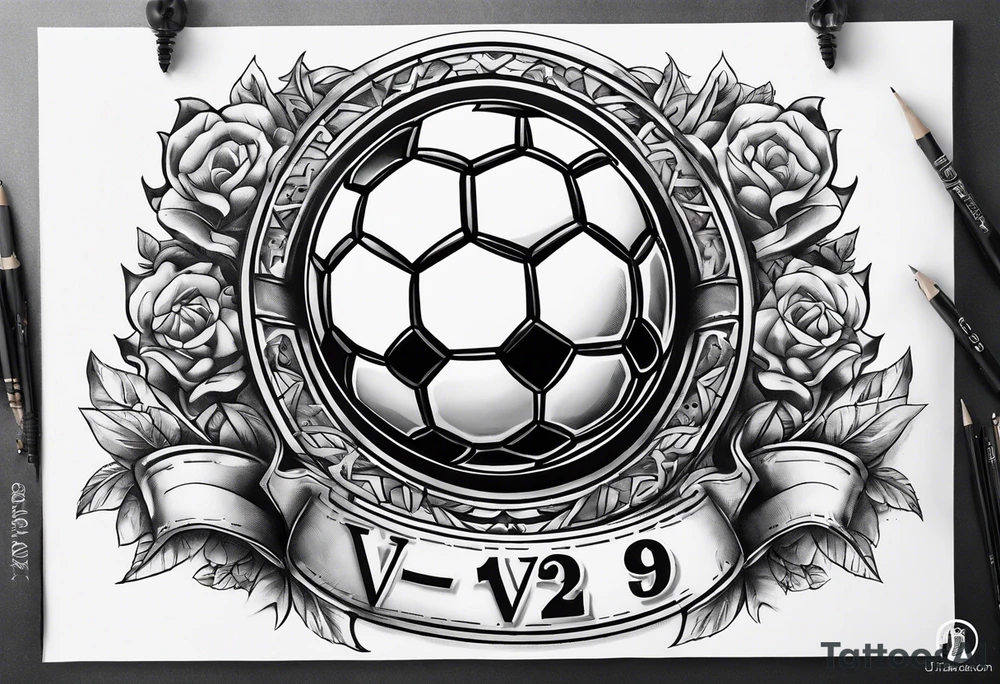 Soccer tattoo with VA and 92 number for the year I was born tattoo idea