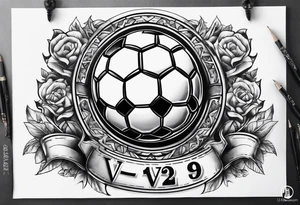 Soccer tattoo with VA and 92 number for the year I was born tattoo idea