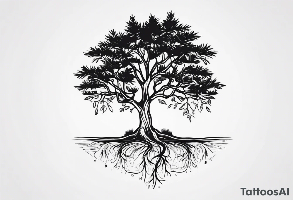 A TINNY TREE WITH ROOT tattoo idea