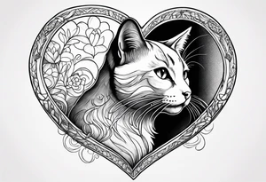 Cat hugging a heart tattoo idea