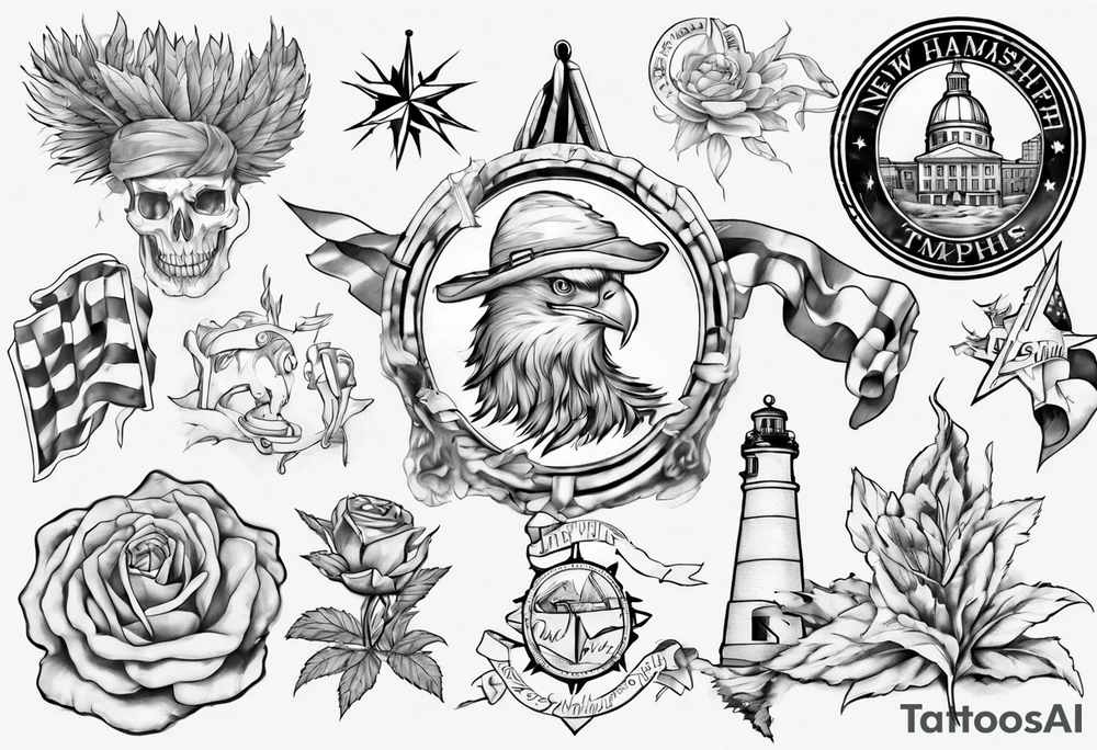 draw the outline of the state of New Hampshire tattoo idea