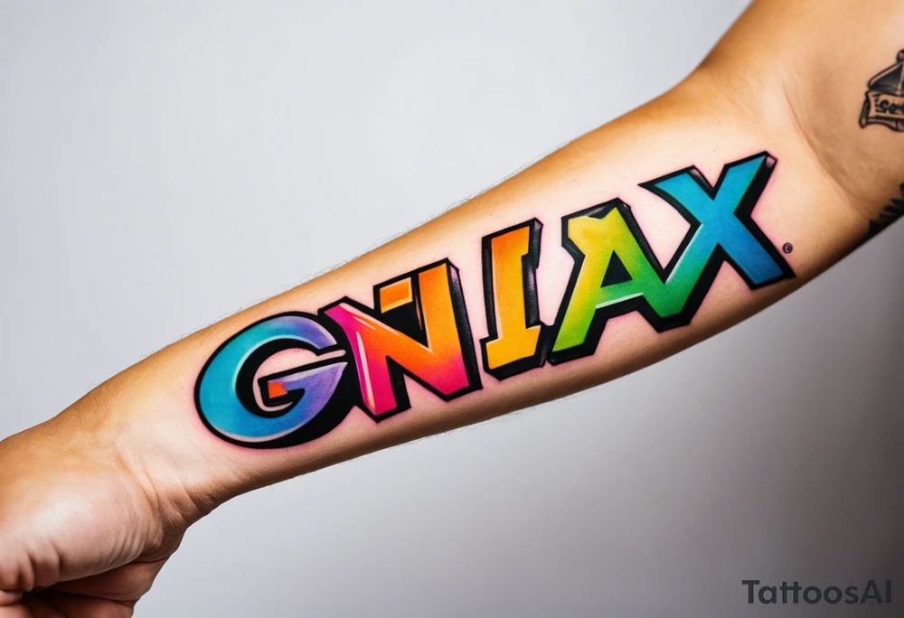 colorful forearm tattoo that says  GenX OG tattoo idea