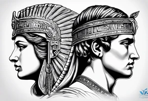 Alexander the Great & Cleopatra back to back just the head tattoo idea