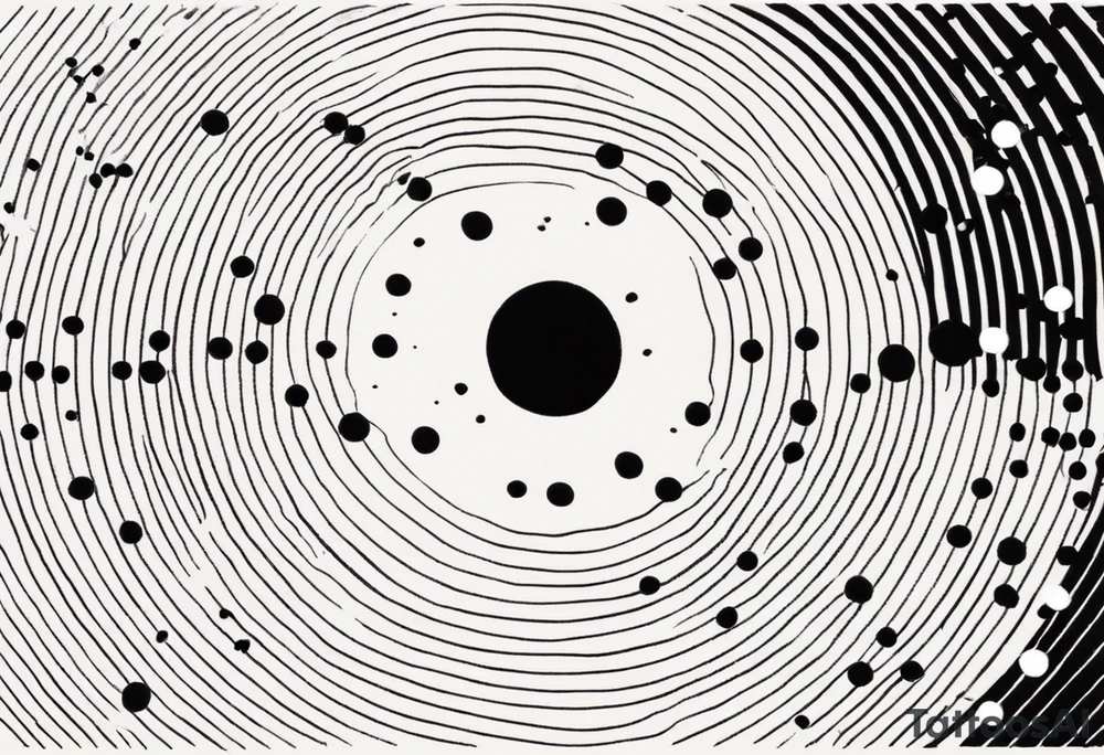 simple sunshine made of black dots with circles tattoo idea