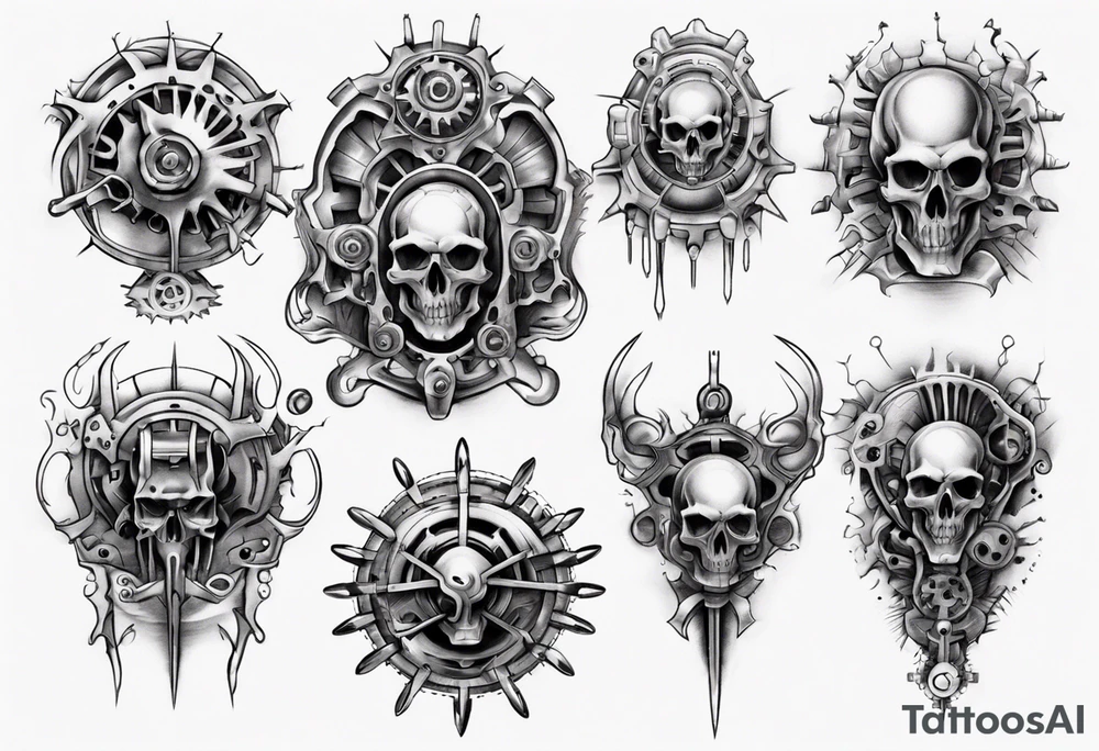 Upper thigh gears tattoo idea