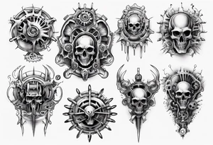 Upper thigh gears tattoo idea