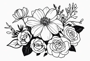 flower bouquet from the birth month flowers of march may june july tattoo idea