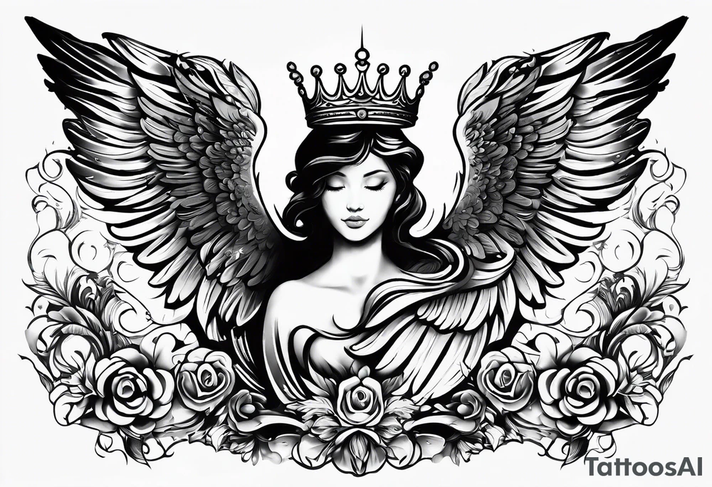 Neck tattoo angelic with a hint of space and angels and clouds and crown tattoo idea