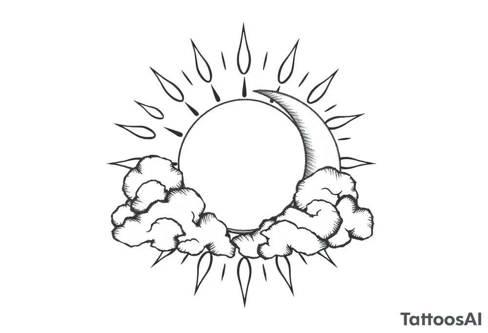 clouds sun and moon tattoo idea
