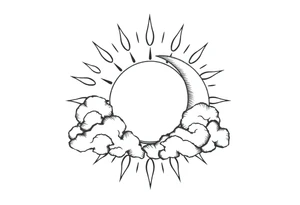 clouds sun and moon tattoo idea