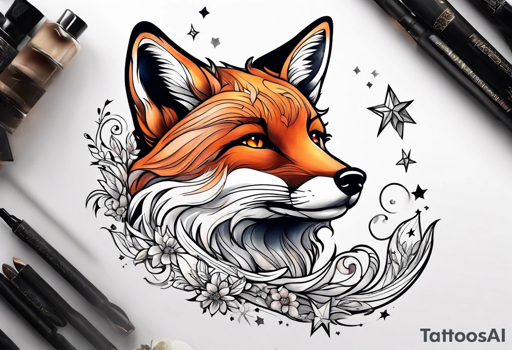 fox looking at the stars tattoo idea