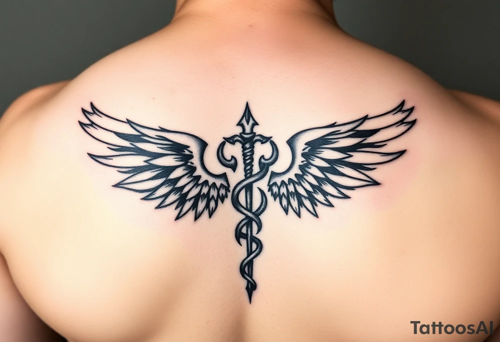 Gothic emo thorns Caduceus tattoo but keep it simple make cool wings tattoo idea