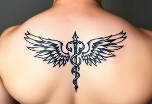 Gothic emo thorns Caduceus tattoo but keep it simple make cool wings tattoo idea