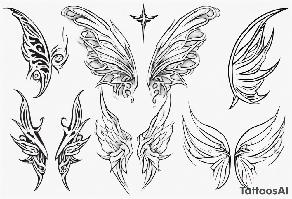 basic outline of a fairy wing tattoo idea