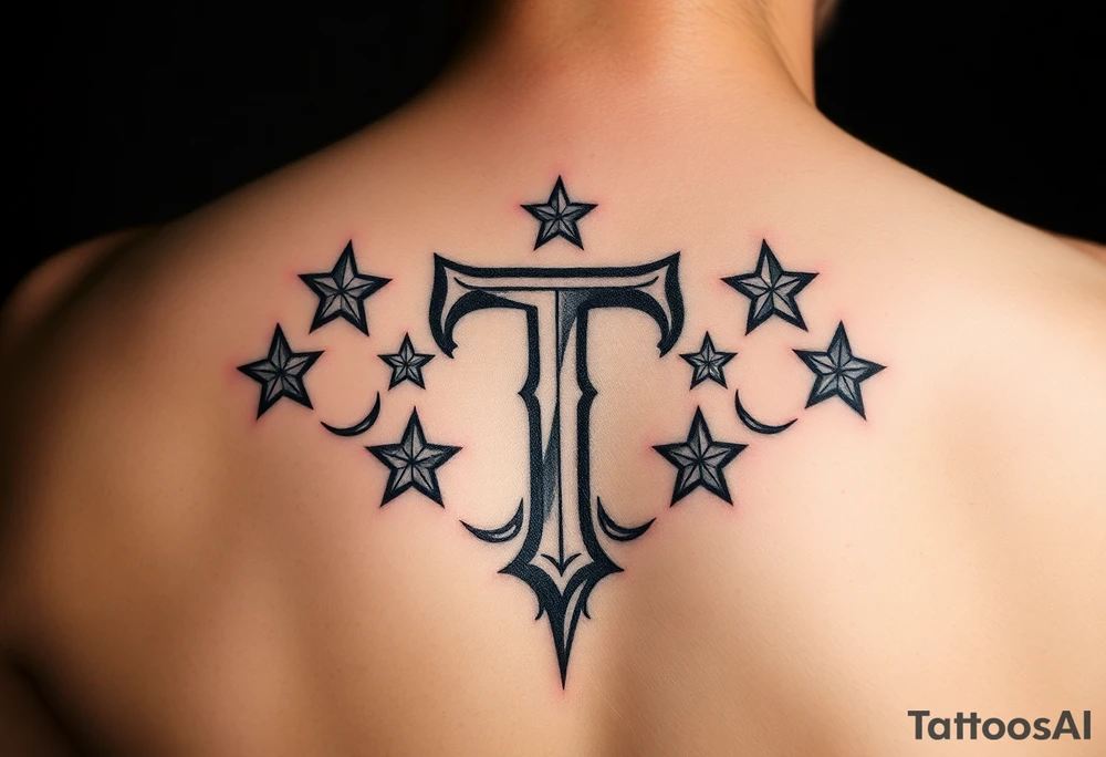 ”T” with stars tattoo idea
