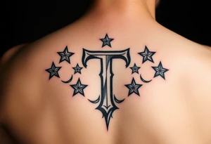 ”T” with stars tattoo idea