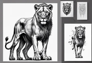 Lioness standing next to a Templar tattoo idea