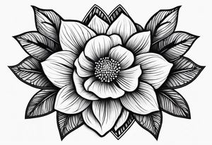 flower with geometric with leaves tattoo idea