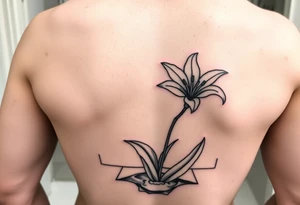 lily coming up out of the tile floor in front of bathroom sink tattoo idea
