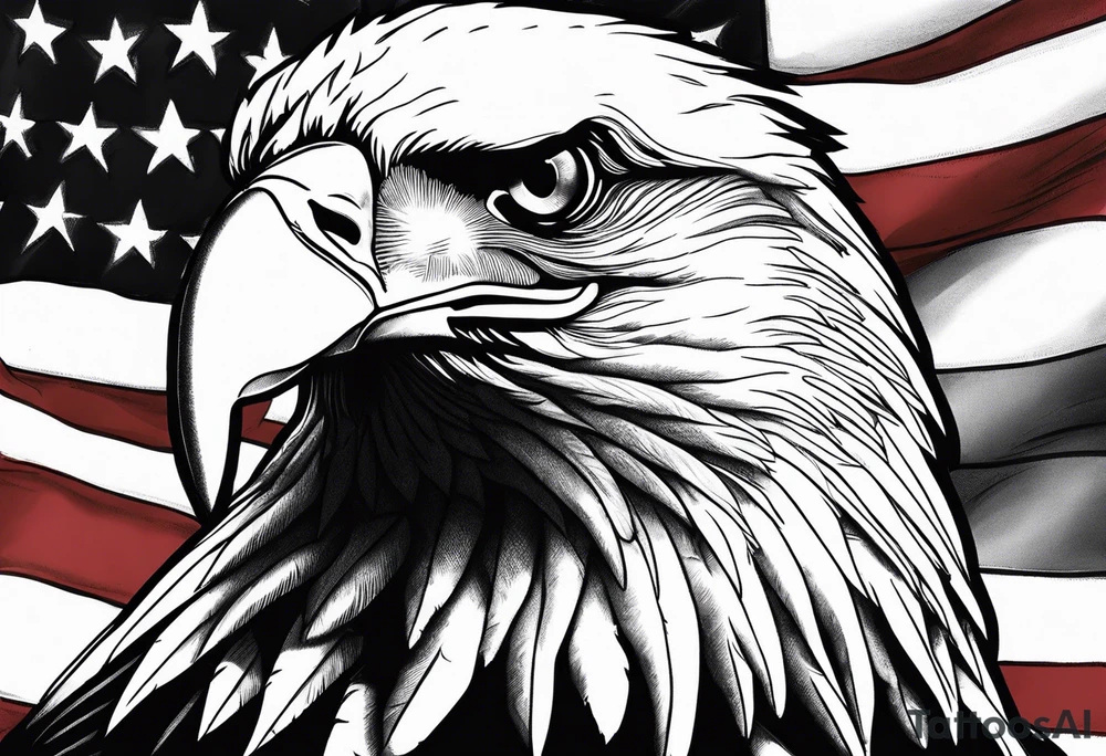 eagle head and American flag tattoo idea