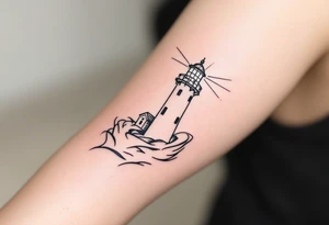 Lighthouse split in half tattoo idea