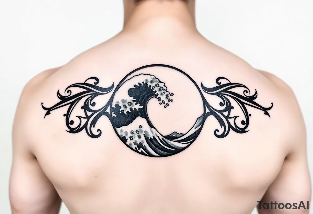 tribal round wave tattoo idea