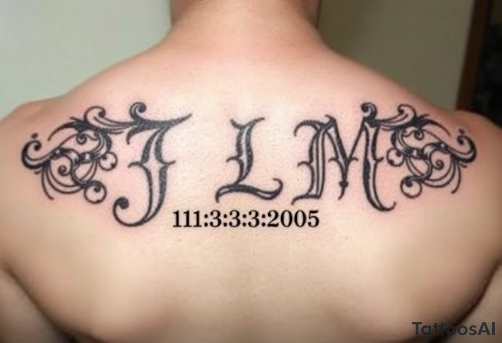 Initials JLM with 11/3/2005 tattoo idea