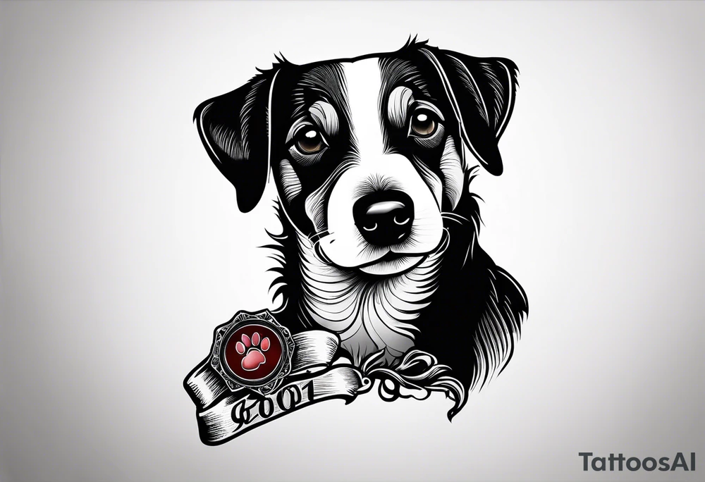 jack Russell
 paw with  coordinates tattoo idea