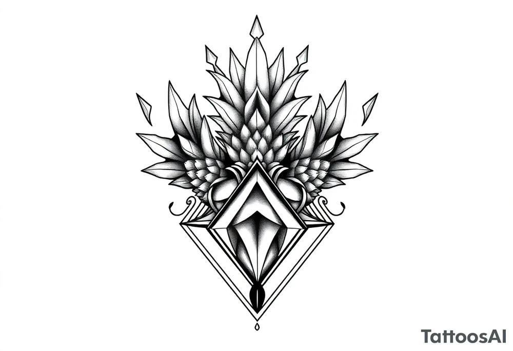 Pubic crown wide top pineapple 
 diamond vagina and anus tattoo idea
