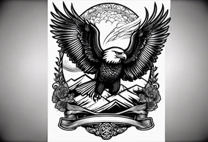 i want a tattoo that shows my passion for snowboarding that will match my traditional American tattoo that is an eagle fighting a snake tattoo idea