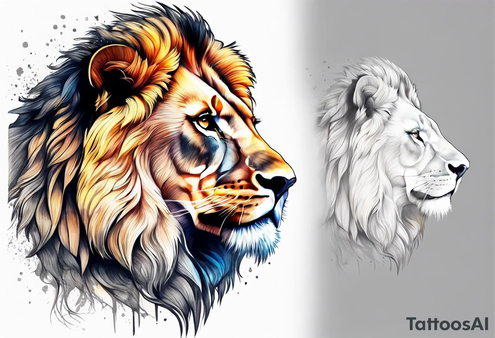 powerful majestic lion, close-up tattoo idea