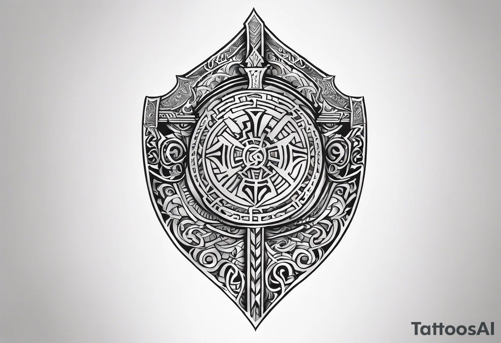 Valhalla viking gods shield tattoo idea