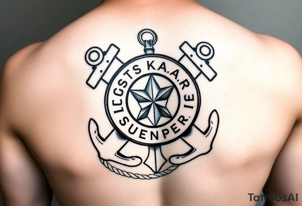 US Coast Guard auxiliary using a compass and anchor and rope tattoo idea