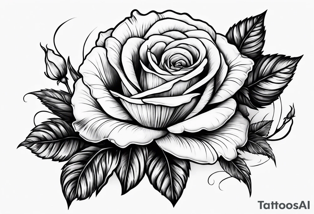violet with greenery with a rose tattoo idea