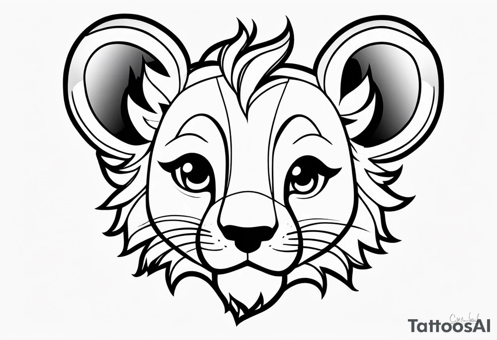 super cute minimal cartoon lion cub tattoo idea