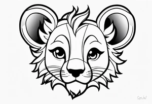 super cute minimal cartoon lion cub tattoo idea