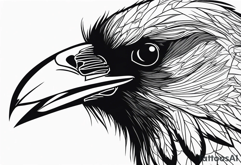 black raven with blood in mouth tattoo idea