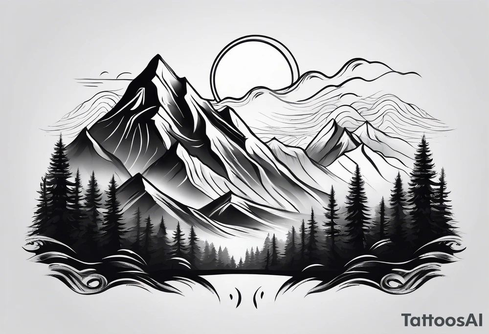 Mountain gradient black from bottom tattoo idea Mountain gradient black from bottom tattoo idea