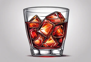 Negroni with ice cubes shaped like heart in it tattoo idea