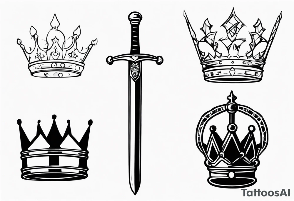 Sword, crown, distance love, science tattoo idea