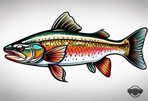 neo traditional cutthroat trout tattoo idea