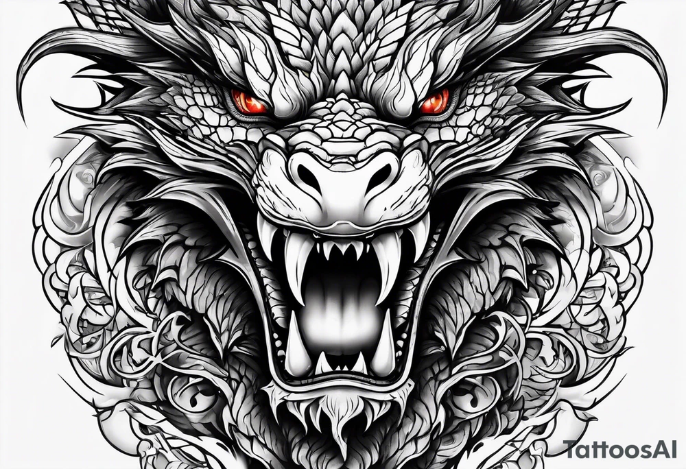 dragon face tattoo idea